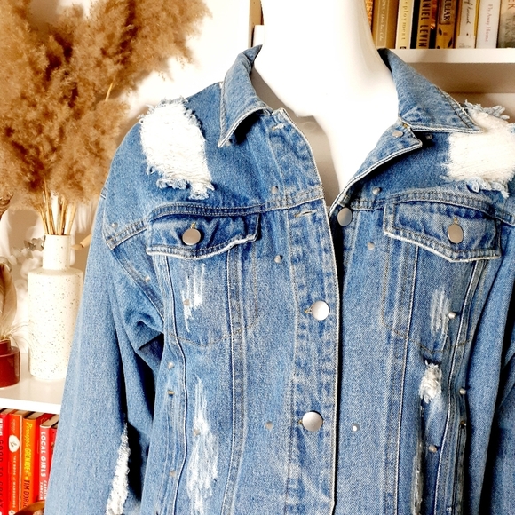 Forever 21 Contemporary Distressed Denim Jacket P6313 - Picture 6 of 10